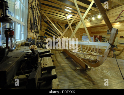 Boote im Bau im Musée Winterton Holzboot, Neufundland Stockfoto