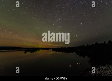 Nordlicht Aurora Borealis Nellim Lake Inari Lappland Finnland Stockfoto