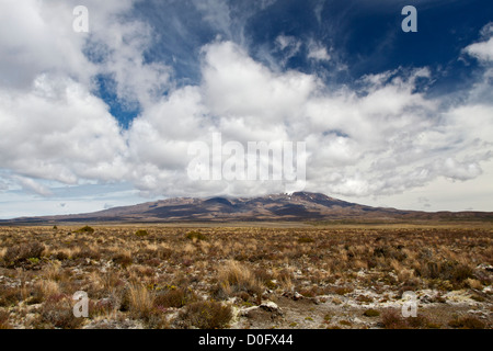 Ansicht des aktiven Vulkans Mount Ruapehu im Mittelland der North Island, Neuseeland. Stockfoto