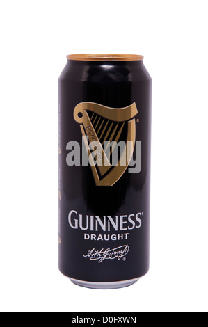 Eine Dose Bier Guinness vom Fass auf weißem Hintergrund Stockfoto