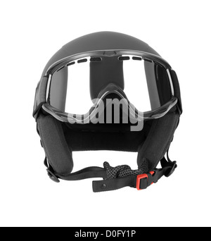 Ski-Helm mit Brille isoliert auf weißem Hintergrund Stockfoto