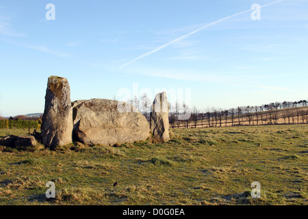 Standing Stones in der Nähe von Insch Schottland in der Nähe von Dunnideer Wallburg Stockfoto