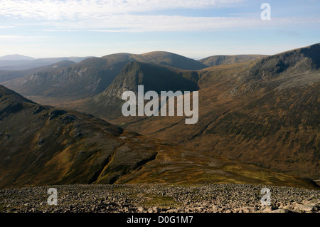 Devils Punkt, Cairngorms, Schottland, Großbritannien. Fotografiert von Ben Macdui. Stockfoto