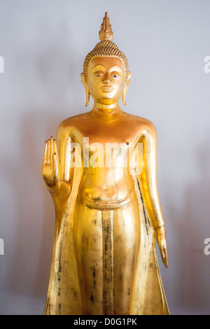 Buddhastatuen im Wat Pho Tempel, Bangkok, Thailand, stehen in der Abhāya Mudrā position Stockfoto