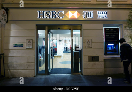 Zweig der HSBC Bank in Londons Chinatown Stockfoto