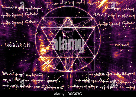 Der menschliche Vitruvian Mann handgezeichneten Entwurf Stockfoto