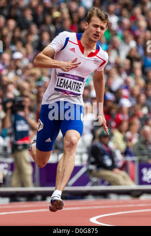 Christophe Lemaitre (FRA) im Wettbewerb mit den Herren 100m 1. Runde bei den Olympischen Sommerspielen 2012 in London Stockfoto