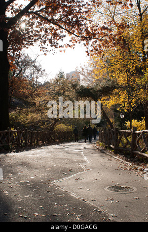 An der West Side Manhattan führt der Weg durch den New Yorker Central Park. Stockfoto