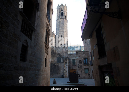 König Martin Wachturm Torre Mirador del Rei Martí Placa del Rei, 15. Jahrhundert Könige Square, alten Barcelona, Katalonien. Stockfoto