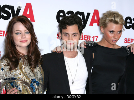 Emma Stone, Penn Badgley und Aly Michalka-Los Angeles-Premiere von "Easy A" statt im Grauman Chinese Theatre Hollywood, Stockfoto