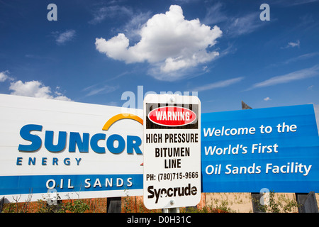 Suncor, einer der wichtigsten Sande Ölgesellschaften. Die Ölsande sind das größte Industrieprojekt auf dem Planeten, Stockfoto