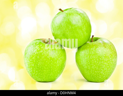 drei Apple isoliert auf weiss Stockfoto