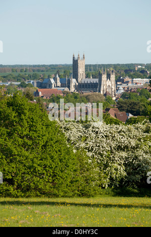 Ein Blick auf die Kathedrale von Canterbury. Stockfoto