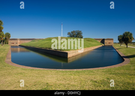 Fort Pulaski, nähert sich Bürgerkrieg Ära Festung auf Cockspur Island, den Fluss zu schützen nach Savannah, Fort Pulaski National Mo Stockfoto