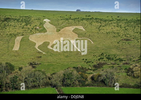 Osmington White Horse, geformte Hügel Abbildung von George III in Kalkstein Hügel, Jurassic Coast, Dorset, Südengland, UK Stockfoto