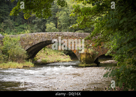 Alte Steinbrücke über den Fluss Gwili die Bronwydd Arme, Carmarthenshire, durchquert Beitritt der Fluss Towy in Carmarthen, Wales. Stockfoto