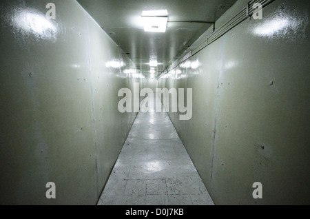 Tunnel zum Wiedervereinigungspalast Ho-Chi-Minh-STADT Vietnam // HO-CHI-MINH-STADT, Vietnam — Wiedervereinigungspalast (der ehemalige Präsidentenpalast) in der Innenstadt von Ho-Chi-Minh-Stadt (Saigon), Vietnam. Der Palast wurde während des Vietnamkrieges als Kommandozentrale Südvietnams genutzt. Stockfoto