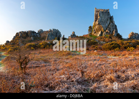 Zerstörten Kapelle von St. Michael aus 1409, Roche Felsvorsprung. Cornwall, England, Vereinigtes Königreich, Europa Stockfoto