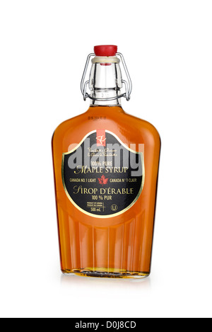 Ahornsirup, eine Flasche des kanadischen Nr. 1 Licht 100 % Pure Stockfoto