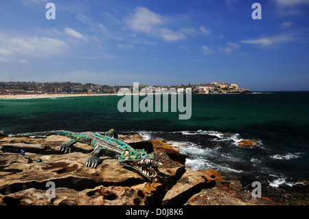 Krokodil gemacht Ghost Netze, Teil der Skulptur von der Sea 2012, Bondi Beach, Sydney, Australien. Keine PR Stockfoto