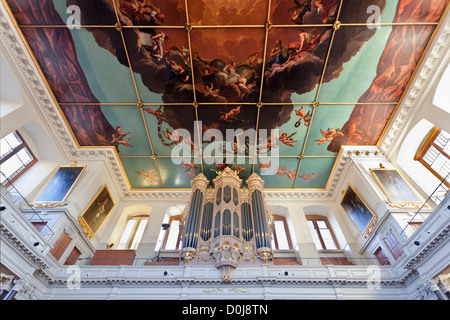 Innenraum des renovierten Sheldonian Theatre in Oxford. Stockfoto