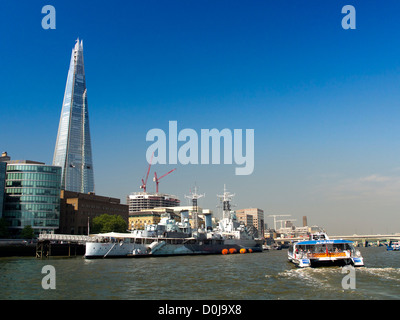 Ein Blick in Richtung The Shard und HMS Belfast. Stockfoto