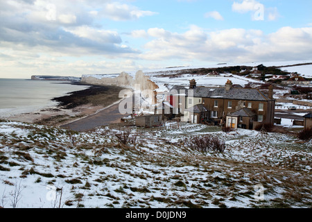 Blick über die sieben Schwestern im Winter. Stockfoto