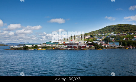 Angeln Dorf Puerto Aguirre, Patagonien, Chile Stockfoto