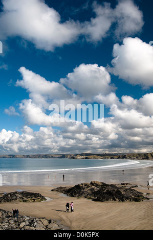 Ein Blick über den Strand in Newquay. Stockfoto