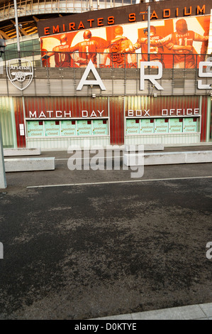 Die Fassade des Arsenal Emirates Fußball Stadum in Highbury. Stockfoto