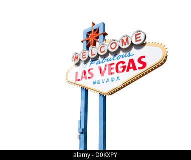 Willkommen Sie bei Fabulous Las Vegas Schild mit Beschneidungspfad isoliert. Stockfoto