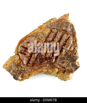 Gegrilltes t-Bone Steak auf weißem Hintergrund Stockfoto