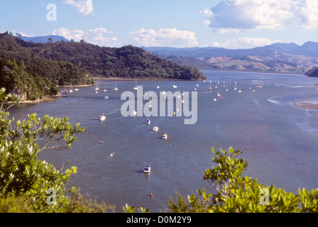 Whitianga Ansichten, Kapitän James Cook, als er kam, hier im November 1769 den Transit des Merkur zu beobachten, North Island, Neuseeland Stockfoto