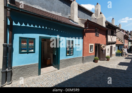 Elk188-1210-Tschechien, Prag, Prager Burg, 9.-20. C, Golden Lane, Zlata ulička, 16. C Hütten Stockfoto