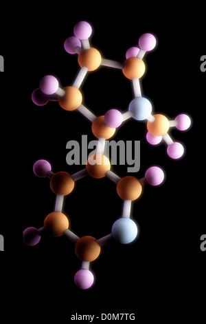 Visualisierung der molekularen Struktur von Nikotin. Stockfoto