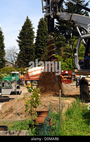 Bohrgerät auf einer Baustelle Stockfoto