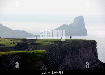 Wurm Kopf Pembrokeshire Küstenweg Rhossili Bucht Wales UK Stockfoto