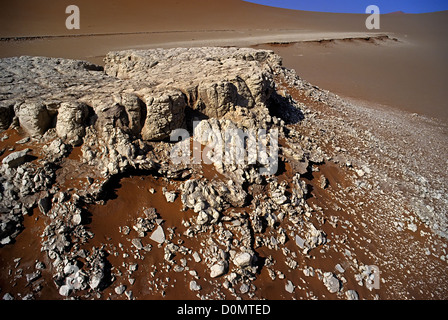 Trocknen Sie, gebranntem Ton entstehen aus Sanddünen im Vlei, Namib-Wüste, Namibia Stockfoto