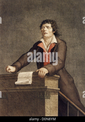 JEAN-PAUL MARAT (1743-1793) der Schweizer Wissenschaftler und Arzt bei seinem Prozess im April 1793 Stockfoto