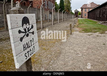 Melden Sie sich an Auschwitz Stockfoto