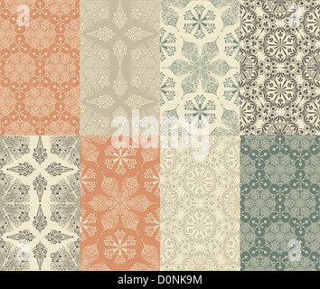 Vektor-Set von 8 Winter Musterdesigns mit Schneeflocken-editierbare Eps 8-Datei Musterdesigns im Menü "Swatch", Stockfoto