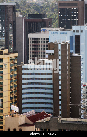 Blick von oben auf die Kenyatta International Conference Centre, Nairobi, Kenia, Ostafrika. Stockfoto