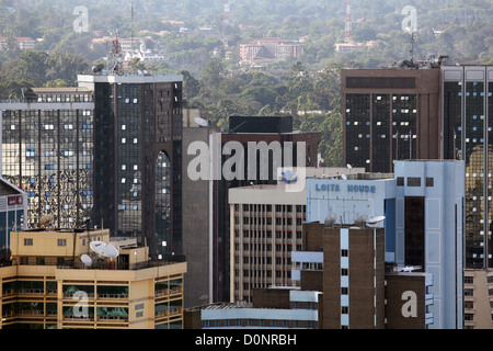 Blick von oben auf die Kenyatta International Conference Centre, Nairobi, Kenia, Ostafrika. Stockfoto