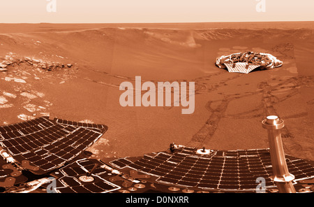 Mars Exploration Rover Opportunity der Sonnenkollektoren und Landeplattform, Mars Stockfoto