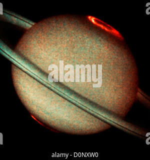 Saturns UV Polarlichter gesehen von Hubble Space Telecope Stockfoto