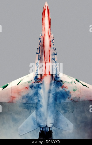 F-18 Flugmodell in Flow-Visualisierung-Anlage Stockfoto
