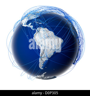 Großen globalen Luftfahrt-Strecken auf der ganzen Welt Stockfoto