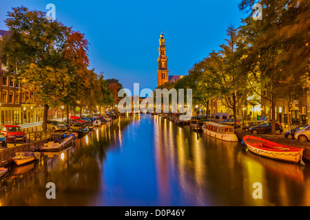 Westlichen Kirche am Prinsengracht Kanal in Amsterdam Stockfoto