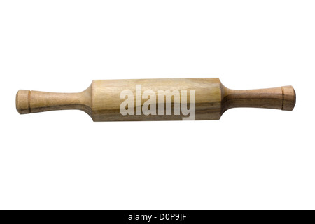 Nahaufnahme von einem hölzernen Nudelholz Stockfoto
