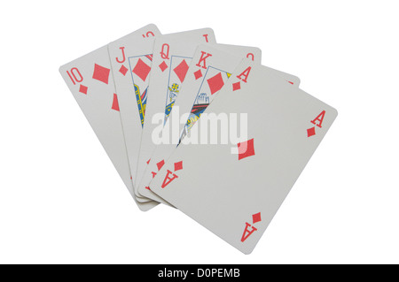 Royal Flush In Diamanten Stockfoto